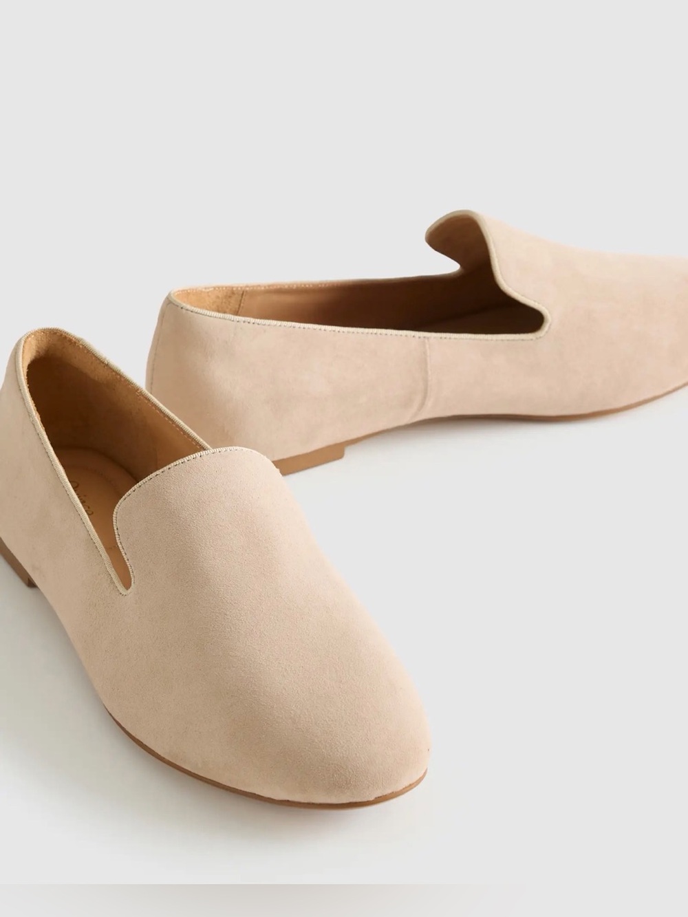 Quince Italian Suede Slipper Loafers Almond Nude Size 9